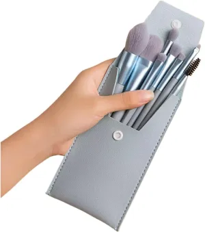 Portable 8-Piece Makeup Brush Travel Set with Bag Eyeshadow Brush Eye Shadow Highlighter Eyeshadow Brush Set Brush Beauty Tools(Blue-8pcs)