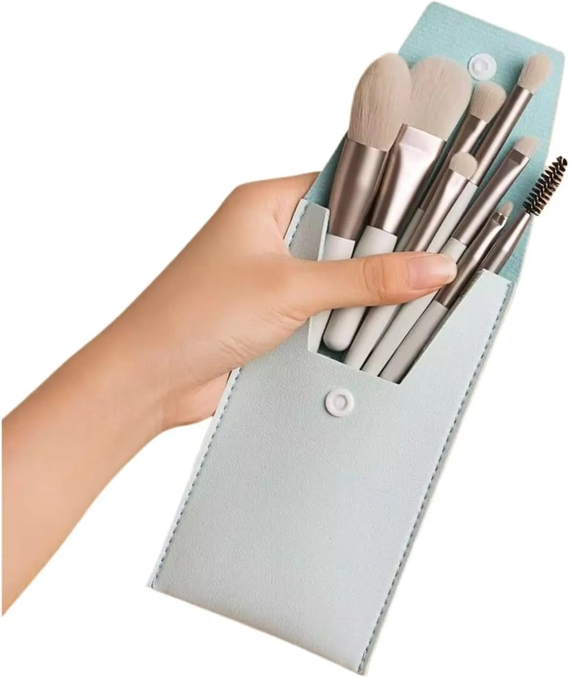 Portable 8-Piece Makeup Brush Travel Set with Bag Eyeshadow Brush Eye Shadow Highlighter Eyeshadow Brush Set Brush Beauty Tools(Green-8pcs)