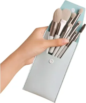 Portable 8-Piece Makeup Brush Travel Set with Bag Eyeshadow Brush Eye Shadow Highlighter Eyeshadow Brush Set Brush Beauty Tools(Green-8pcs)