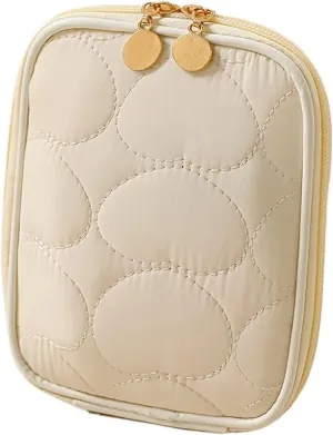 Portable cosmetic bag, mini lipstick cosmetic storage bag, large-capacity multi-functional storage bag, toiletry bag(Beige)