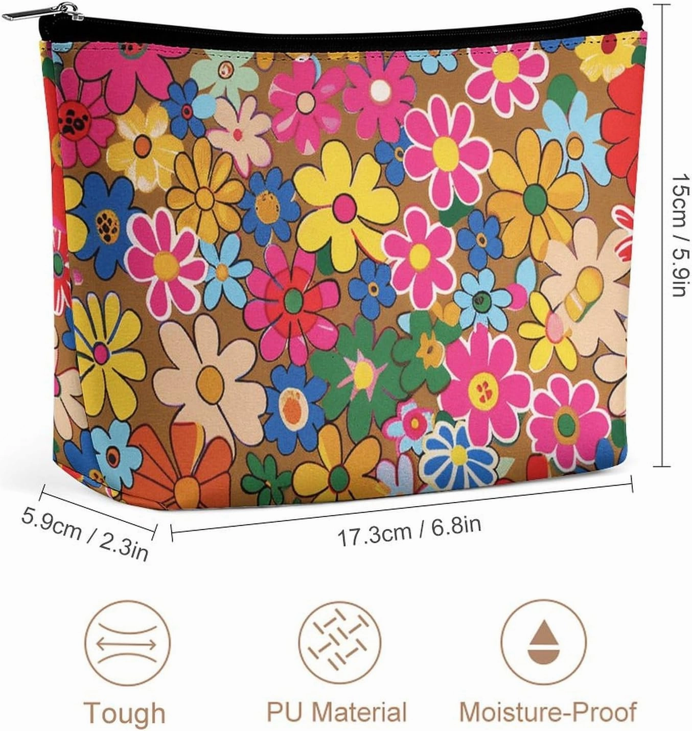 Portable Small Cosmetic Bag Cute Travel Makeup Bag Bright Flower Style Waterproof Toiletry Bag for Women