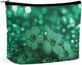 Portable Small Cosmetic Bag Cute Travel Makeup Bag Green Sparkly Spring Waterproof Toiletry Bag for Women