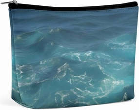 Portable Small Cosmetic Bag Cute Travel Makeup Bag The Deep Blue Sea Waterproof Toiletry Bag for Women