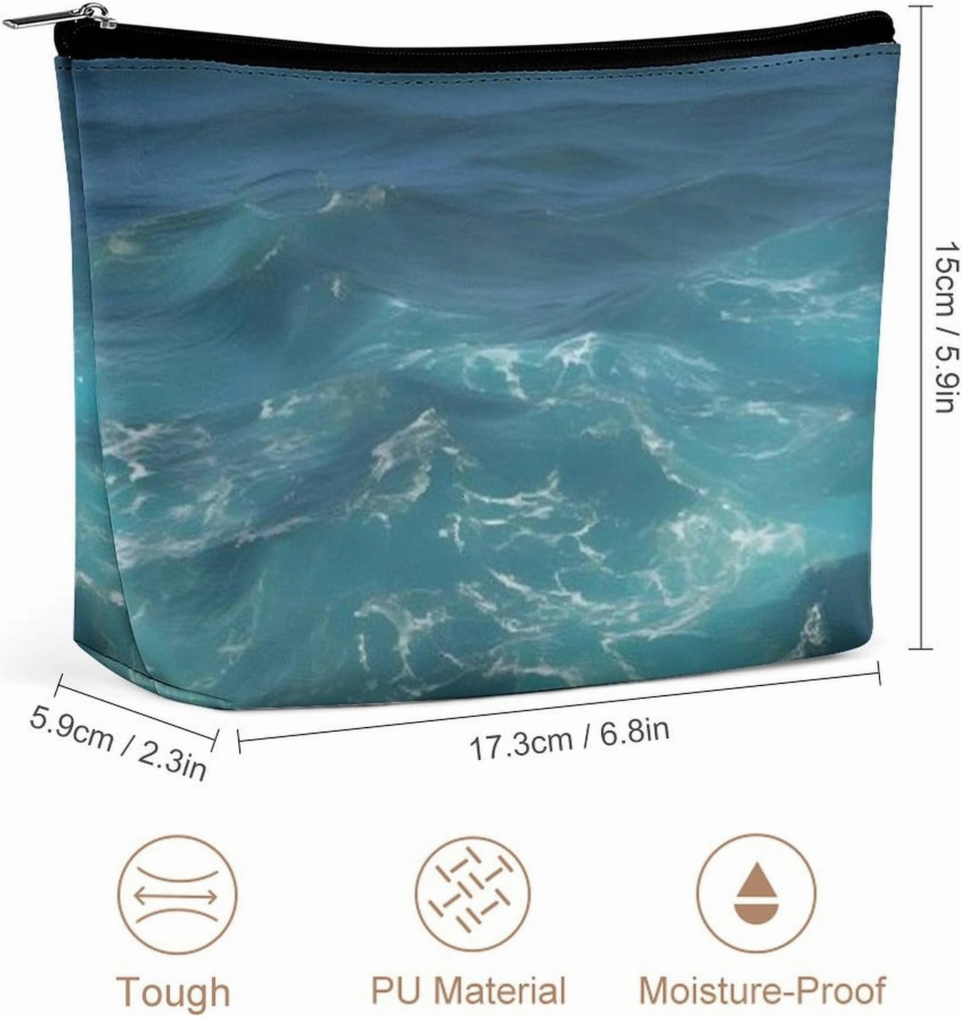 Portable Small Cosmetic Bag Cute Travel Makeup Bag The Deep Blue Sea Waterproof Toiletry Bag for Women