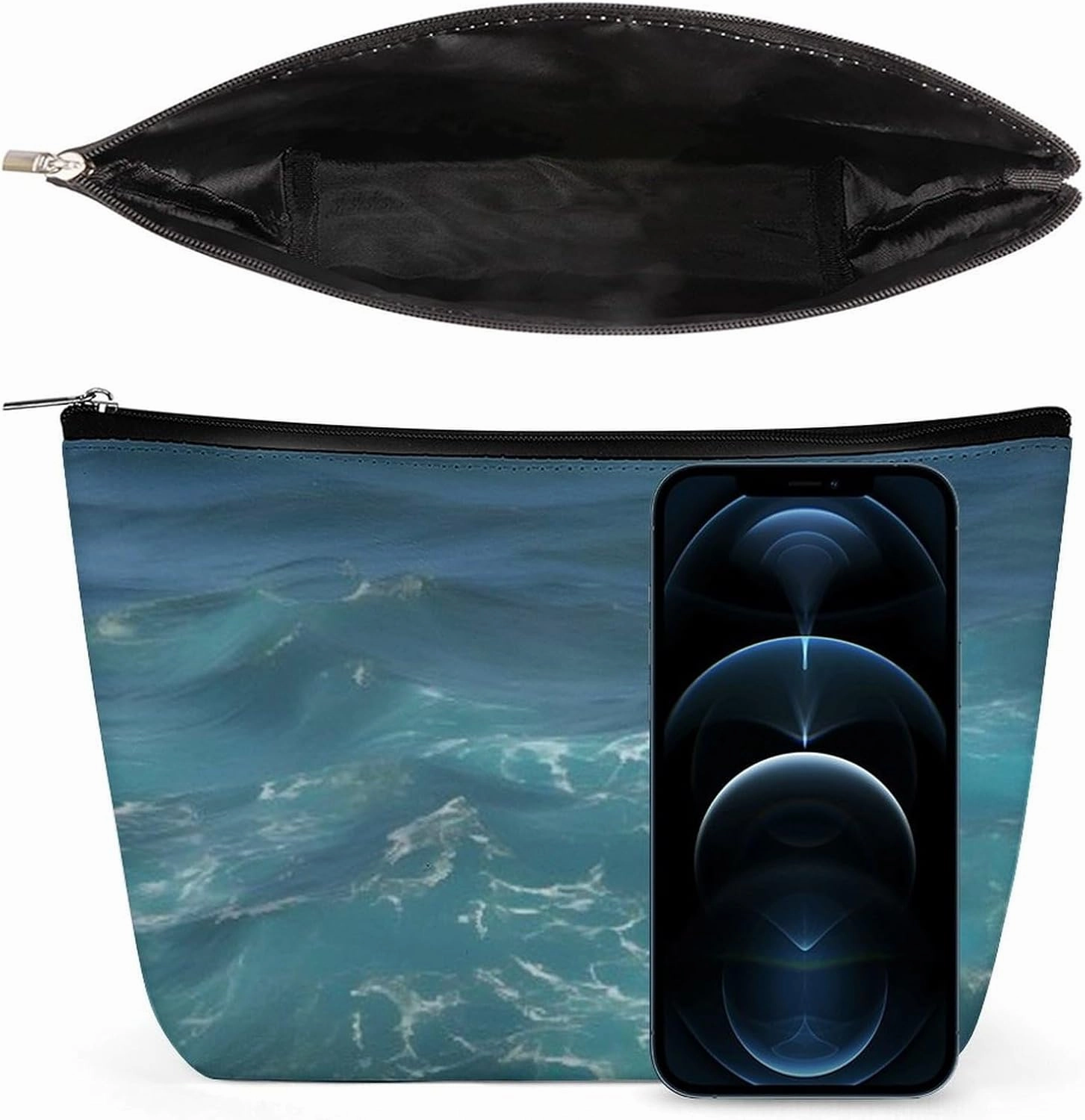 Portable Small Cosmetic Bag Cute Travel Makeup Bag The Deep Blue Sea Waterproof Toiletry Bag for Women