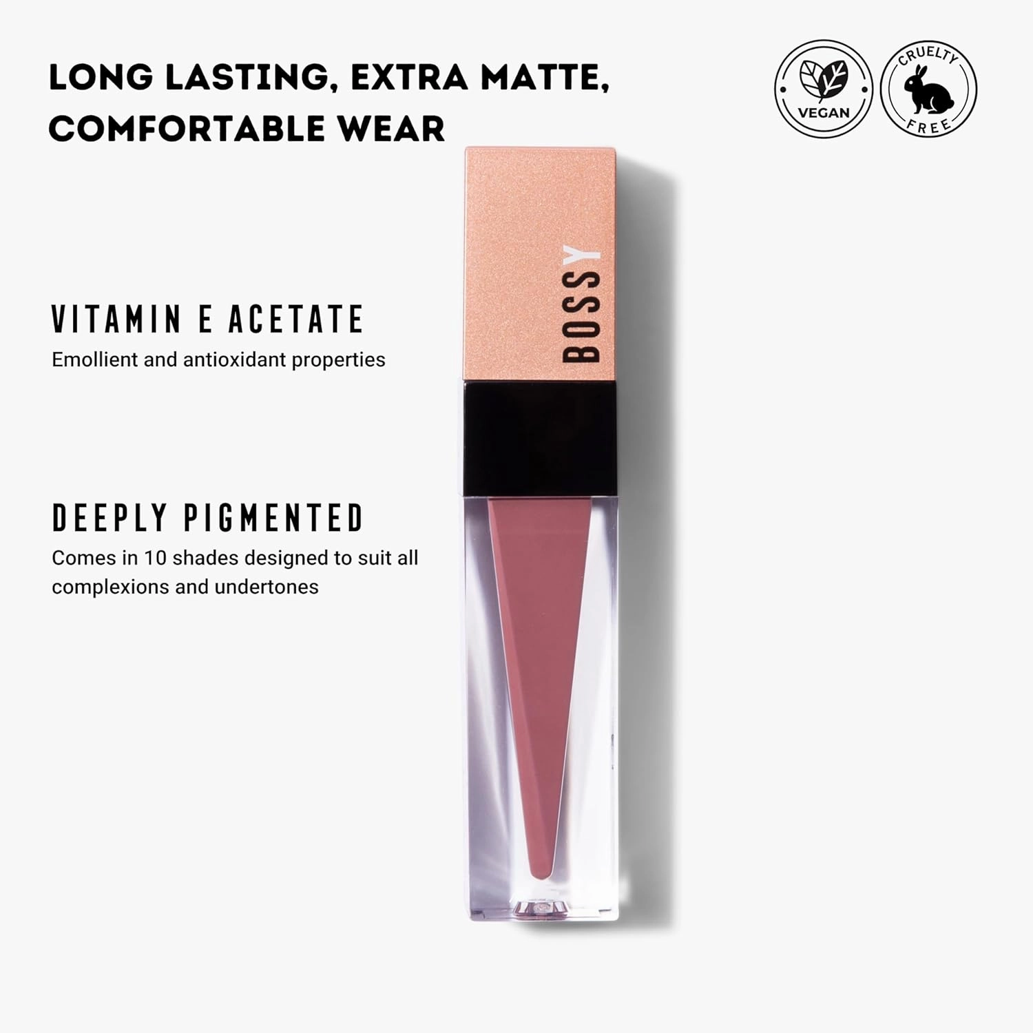 Power Woman Essentials Liquid Matte Lipstick, Highly Pigmented, Quick Drying & Smudge Proof, Long Lasting, Vegan and Cruelty-Free (Subtle - Deep Pink/Mauve Color)
