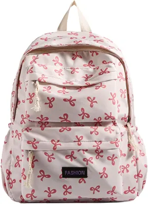 Print Bookbag Preppy Backpack Travel Daypack for (Pink)