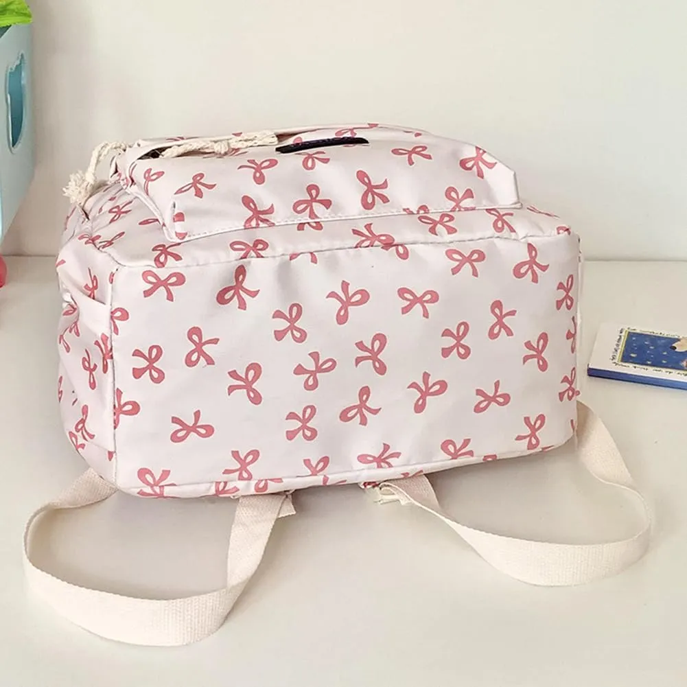 Print Bookbag Preppy Backpack Travel Daypack for (Pink)
