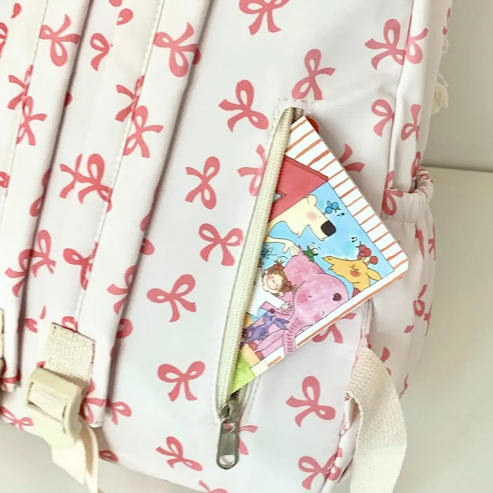 Print Bookbag Preppy Backpack Travel Daypack for (Pink)