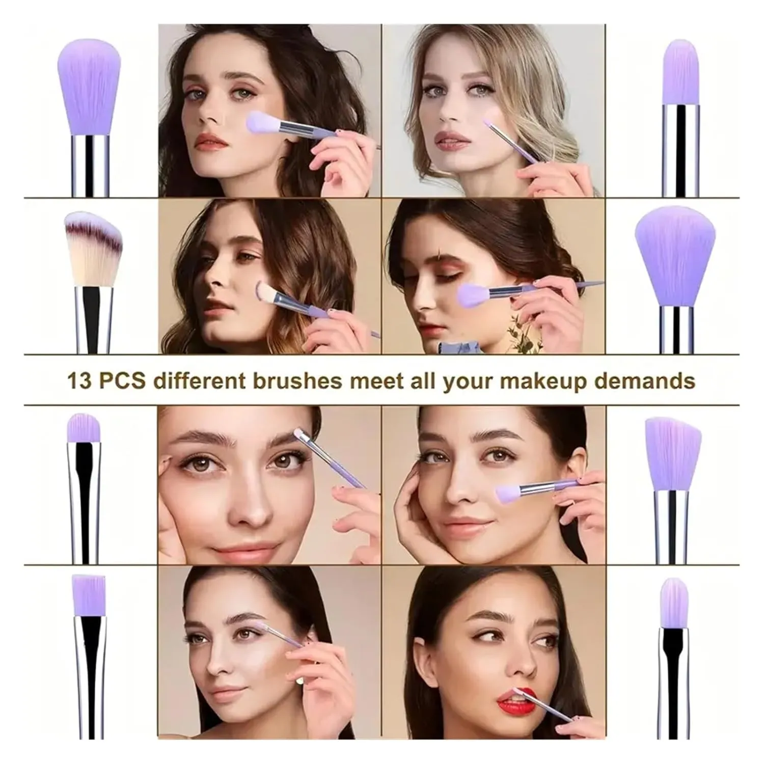 Professiona 13PCS Makeup Brushes Set Foundation Eyeshadow Blush Powder Blending Soft Fluffy Cosmetic Full Set Female Makeup Tool(Blue with bag)