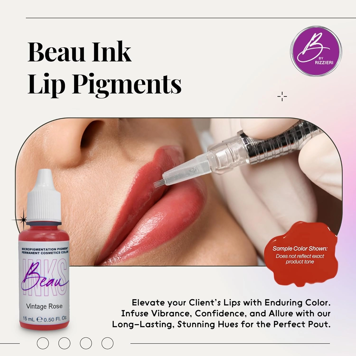 Professional Lip Pigment for Permanent Makeup (15ml) - In The Pink Permanent Lip Stain - Light & Natural Pink Permanent Lipstick Pigment for Lip Tattoo or Liner - PMU Supplies for Stunning Lip Makeup