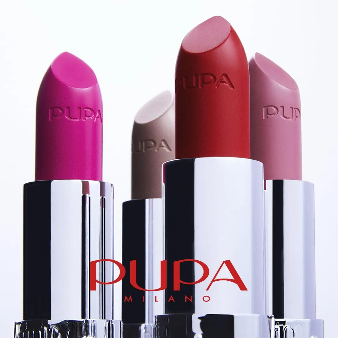 Pupa Milano Vamp! Extreme Colour Lipstick With Plumping Treatment - For Fuller, Defined Lips - Adds Incredible, Deep Color To Lips - Soft Texture Adheres Perfectly - 301 Intense Red - 0.123 Oz