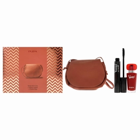 Pupa Milano Vamp! All In One and Vamp Lipstick Kit 0.30oz 011 Sexy Black, 0.123oz 301 Intense Red, Postina Bag Women 3 Pc