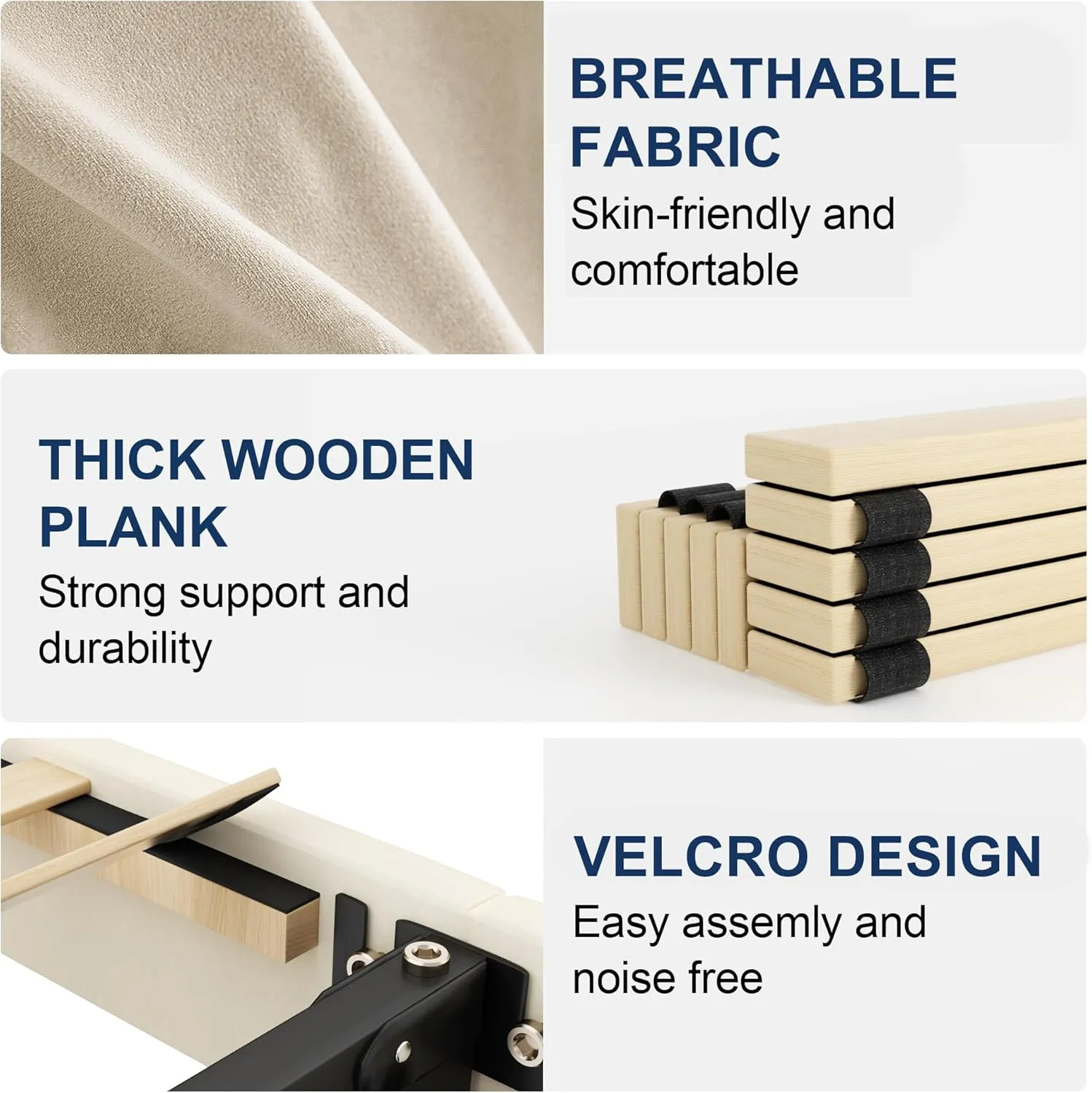 Queen Bed Frame with Headboard and Wingback, Velvet Upholstered Platform Bed, Mattress Foundation with Wooden Slat Support, No Box Spring Needed, Easy Assembly, Noise Free, Beige