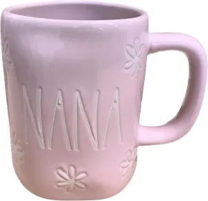 Rae Dunn Mother's Day Coffee Mug - Gift for Nana - Blush Pink with Daisies - NANA
