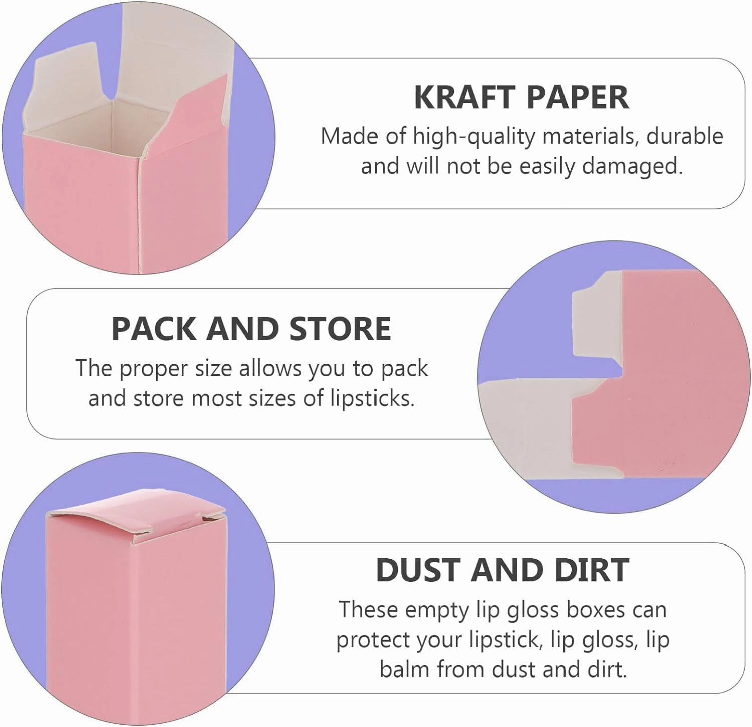 RCFINE 50Pcs Lipgloss Box Empty Paper Boxes DIY Makeup Organzier Packing Box for Lip Gloss Lipstick (2 x 7.1cm,Pink)