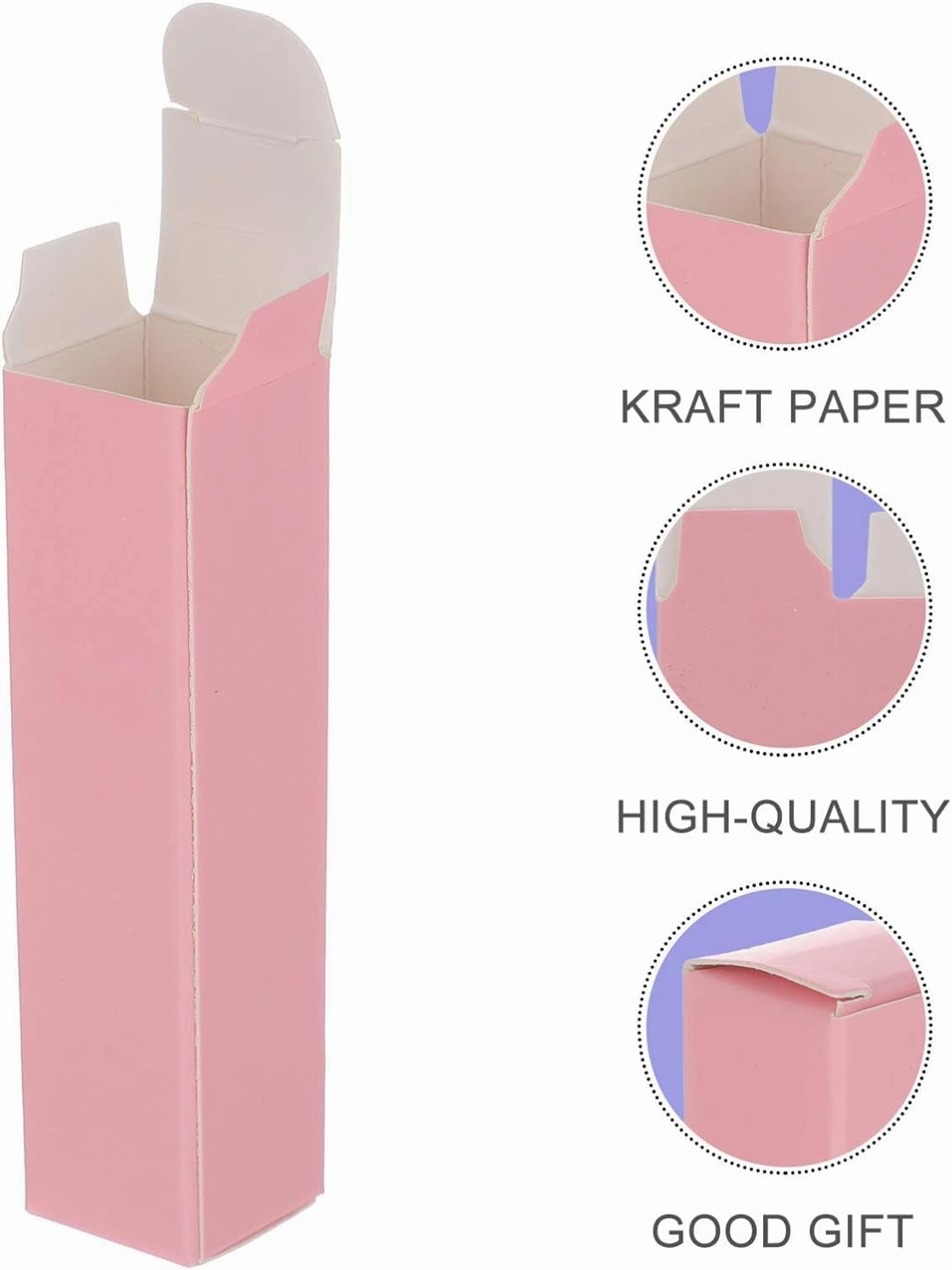 RCFINE 50Pcs Lipgloss Box Empty Paper Boxes DIY Makeup Organzier Packing Box for Lip Gloss Lipstick (2 x 7.1cm,Pink)
