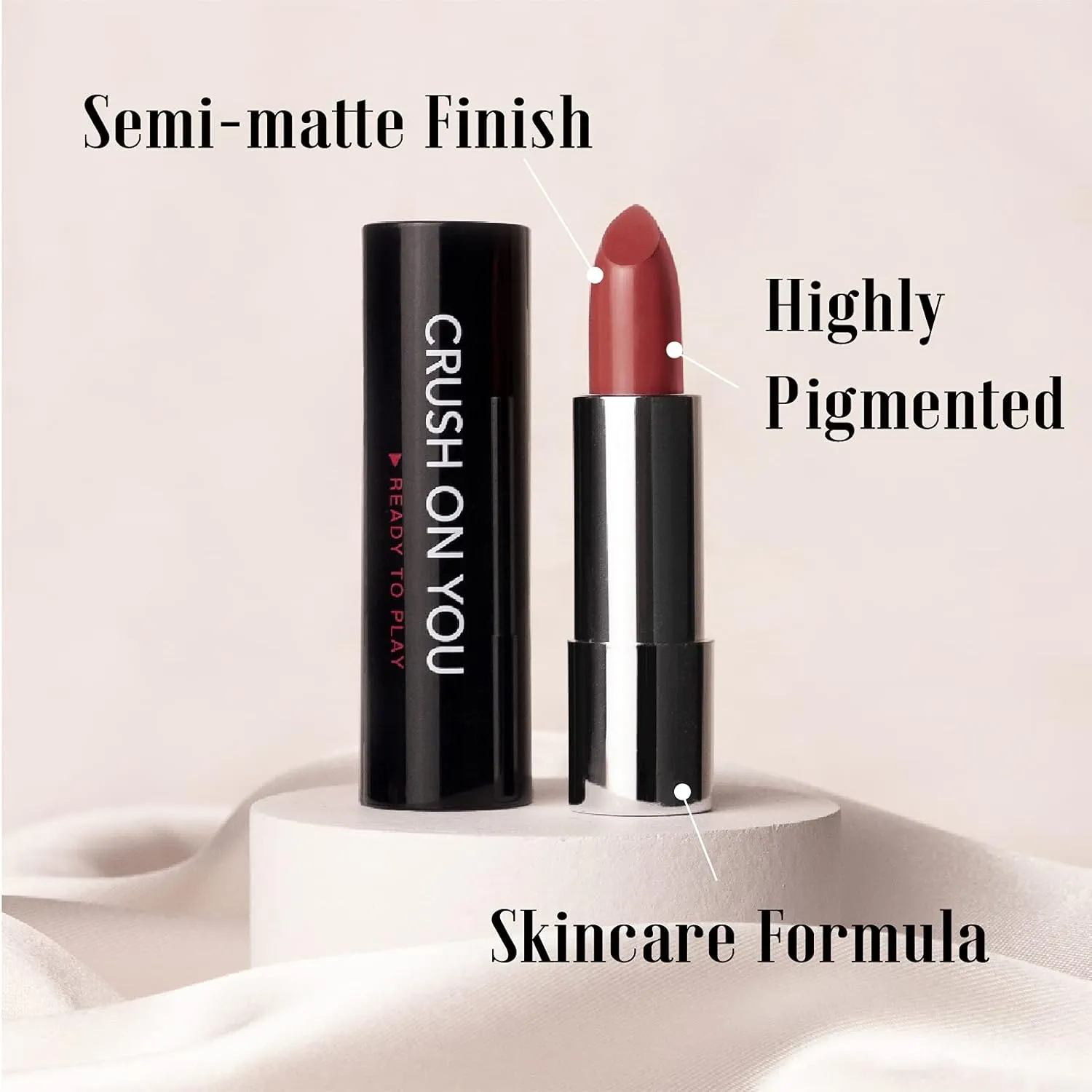 READY TO SHINE Matte Vegan Lipstick with Creamy Satin Finish, Fresh Fig Red with Grapefruit Undertones -CRUSH ON YOU (309-Stay with Me)