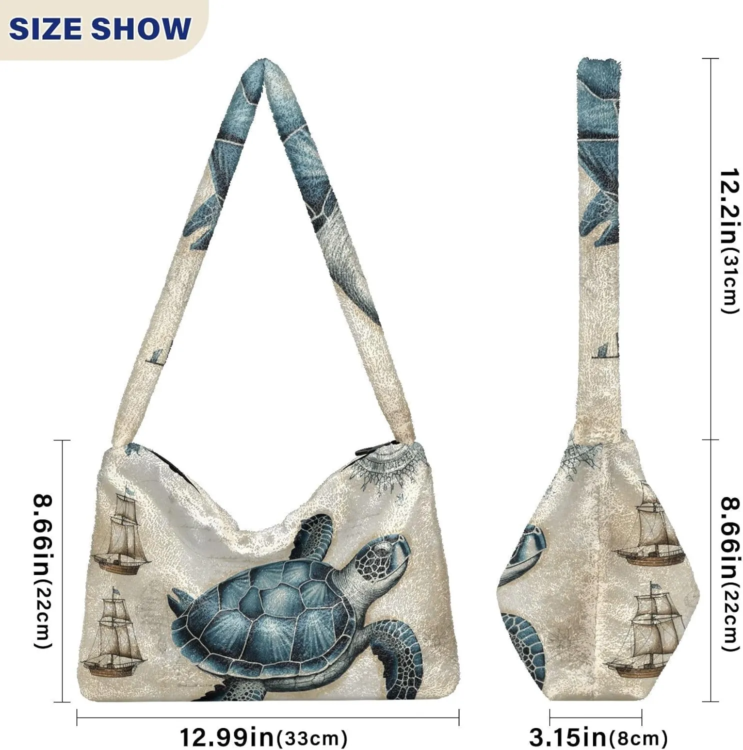 Red Beige Tricolor Premium Gray Watercolor Plush Bag, Women Handbag, Shoulder Handbag Women