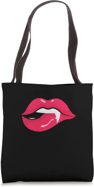 Red Lipstick Bite Me Abstract Sexy Lips Kissing Apparel Tote Bag