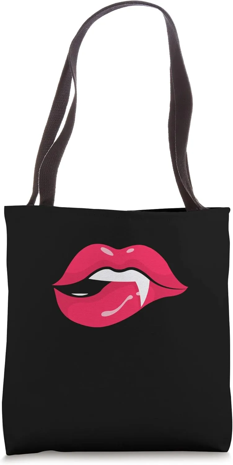 Red Lipstick Bite Me Abstract Sexy Lips Kissing Apparel Tote Bag
