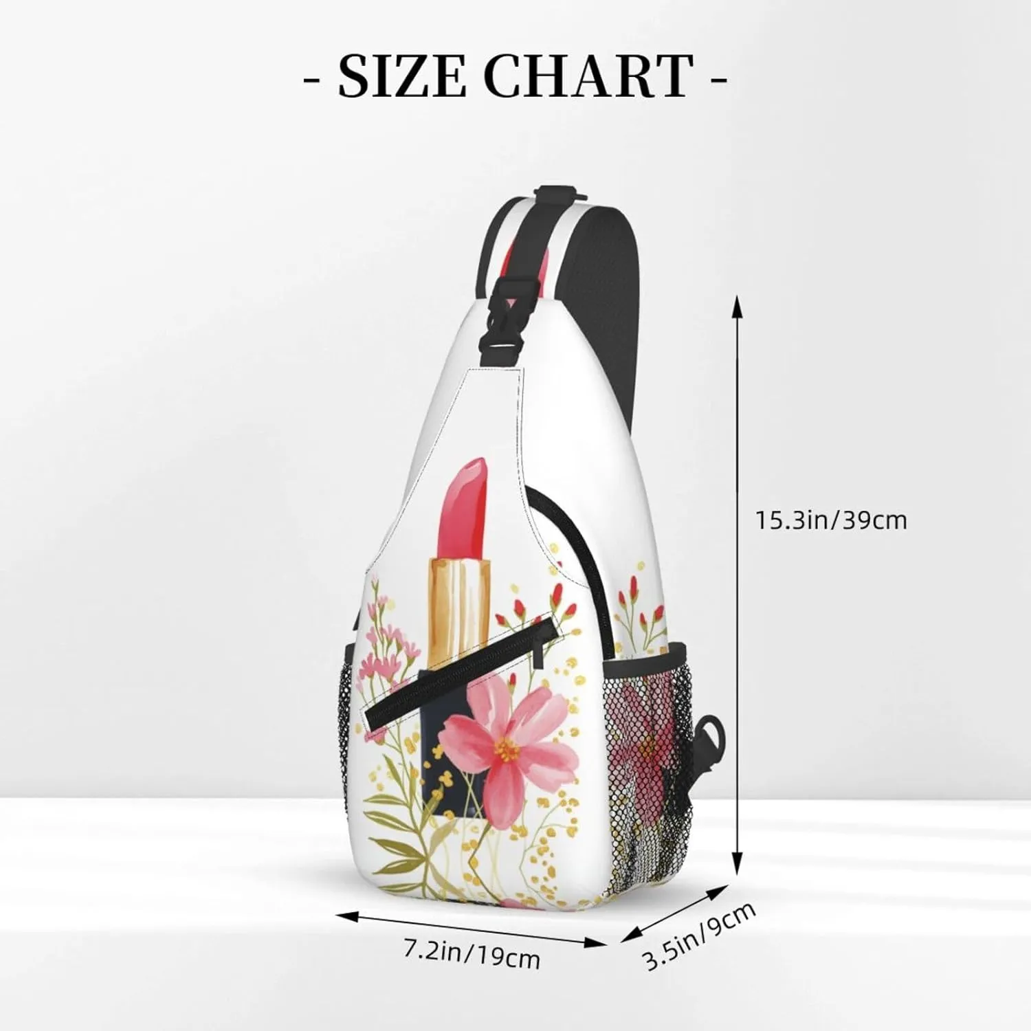 Red Lipstick Flowers Sling Bag For Men Crossbody Backpack,Women Shoulder Bag For Travel Sport