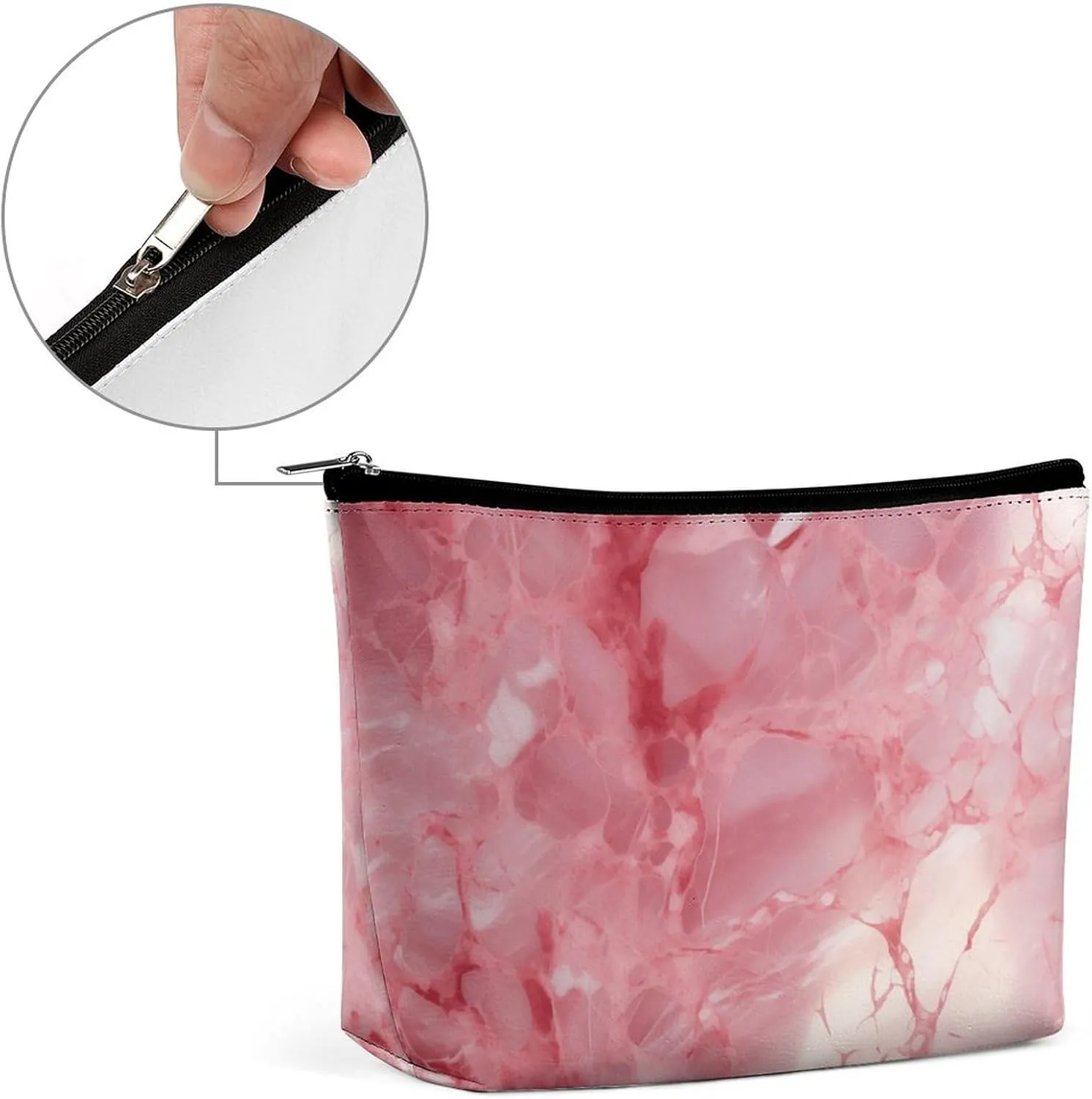 Red Makeup Bag for Women Wide-Open Cosmetic Bag Travel Cosmetic Tote Bag Amber Texture Pattern Toiletry Bag for Toiletry Bag Toiletries Accessories