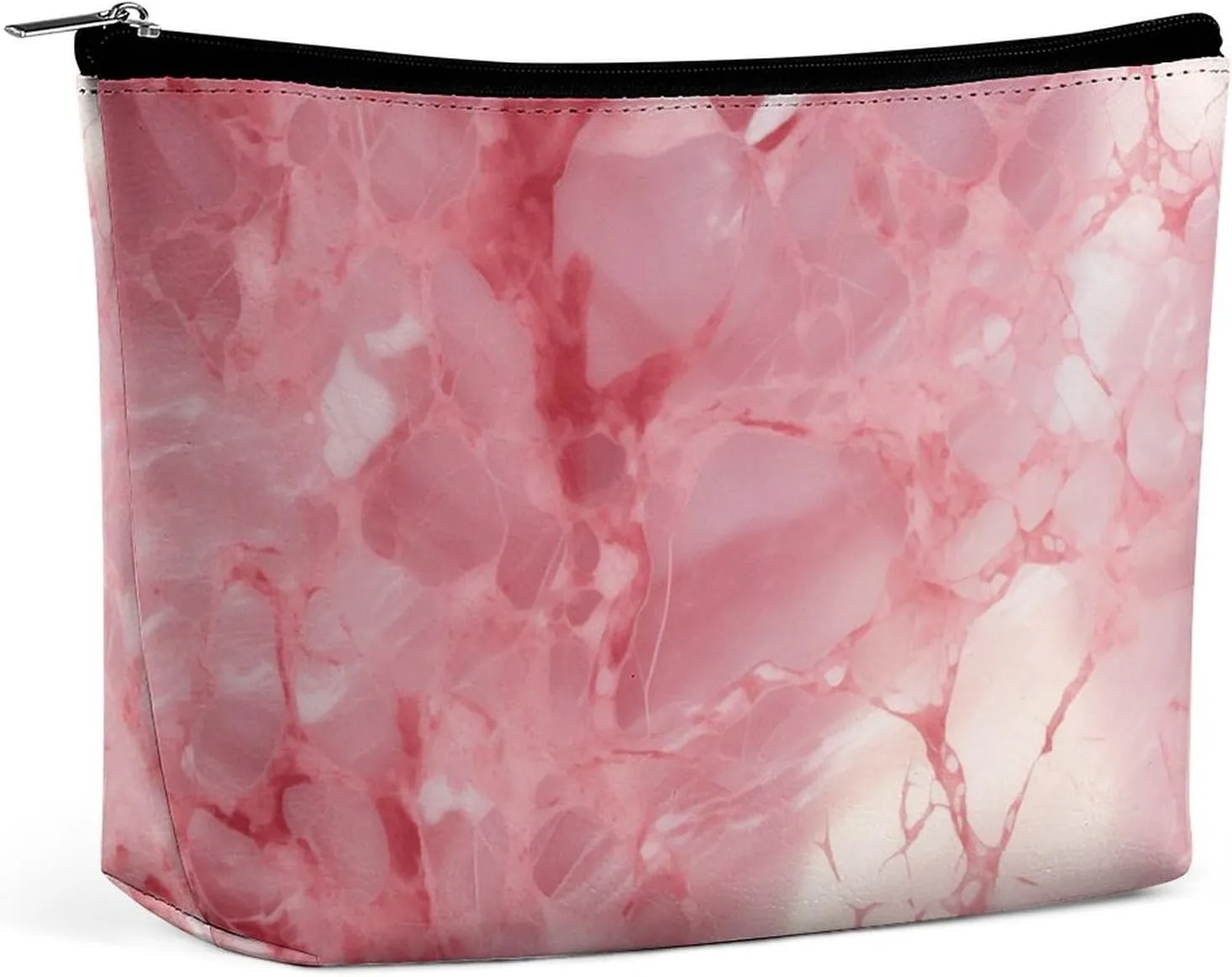 Red Makeup Bag for Women Wide-Open Cosmetic Bag Travel Cosmetic Tote Bag Amber Texture Pattern Toiletry Bag for Toiletry Bag Toiletries Accessories