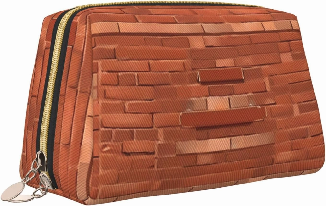 Red Brick Wall Texture Toiletry Pouch, Travel-Friendly Makeup Organizer For Makeup Brushes, Lipsticks