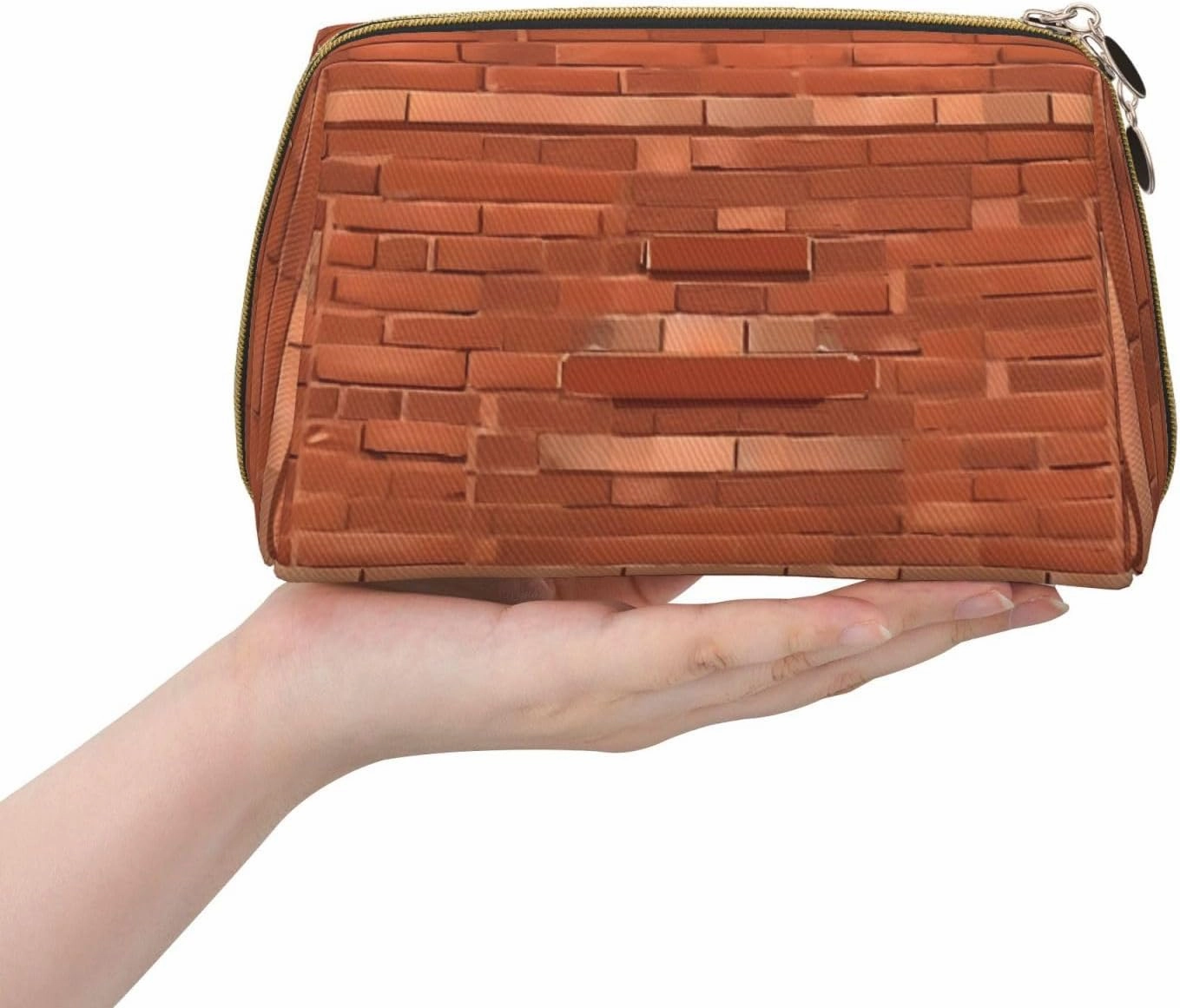 Red Brick Wall Texture Toiletry Pouch, Travel-Friendly Makeup Organizer For Makeup Brushes, Lipsticks