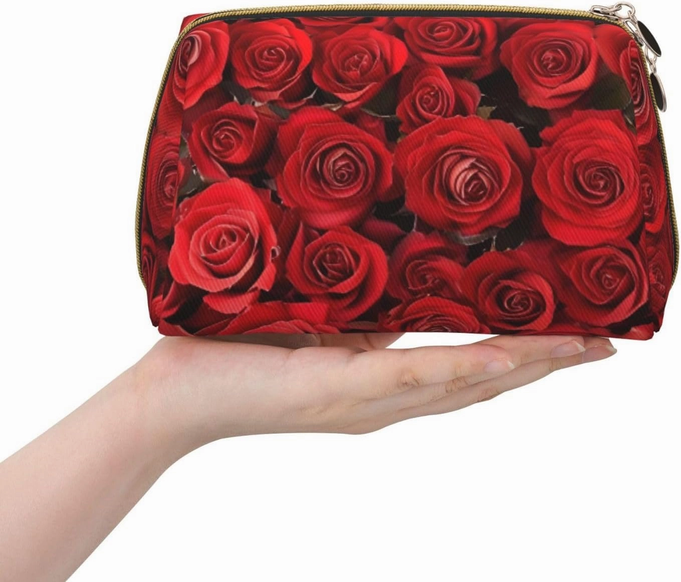 Red Rose Toiletry Pouch, Travel-Friendly Makeup Organizer For Makeup Brushes, Lipsticks