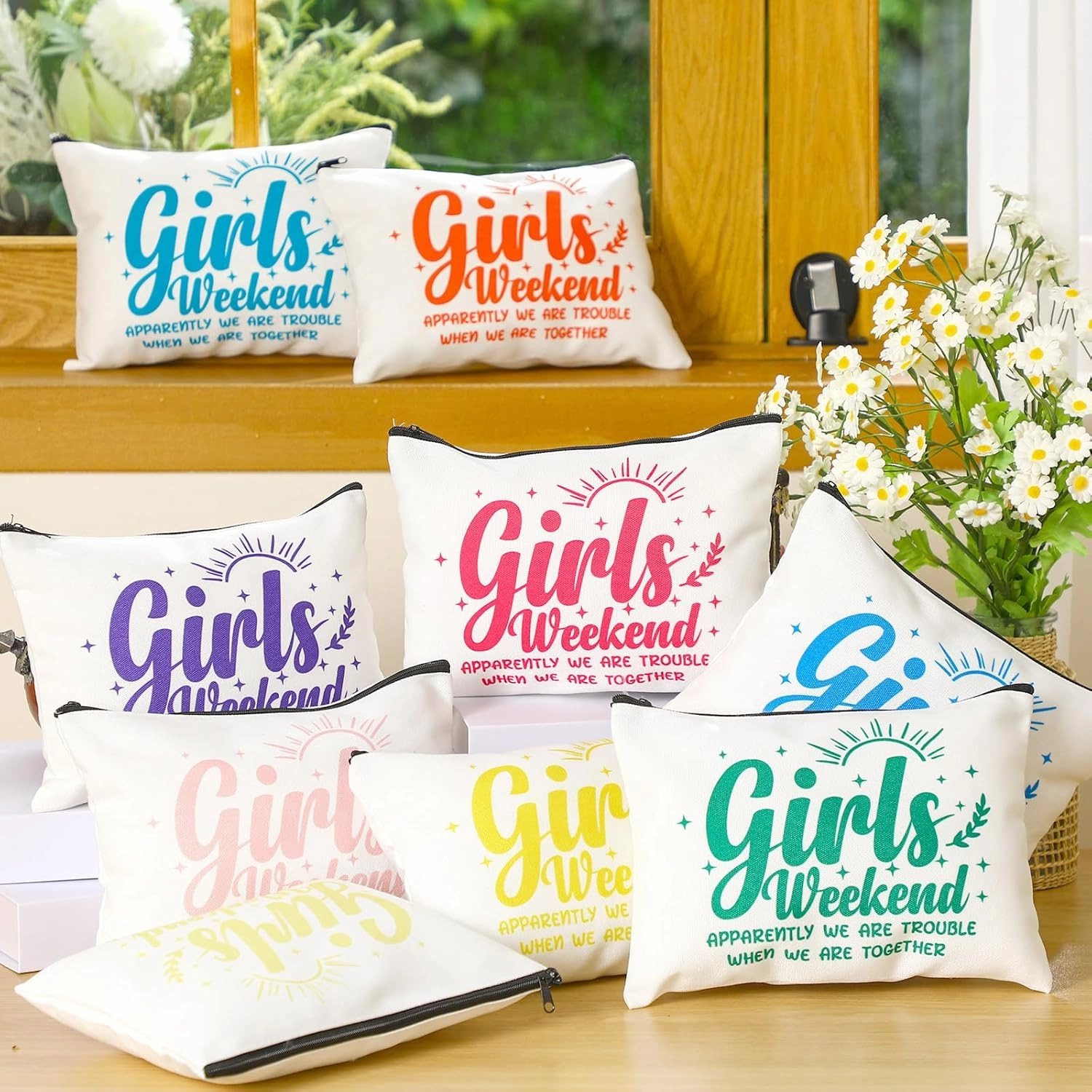 Reginary Girls Weekend Gifts Favors Girls Weekend Makeup Bags Toiletry Cosmetic Bag Bestie Friendship Gifts for Women Wedding Bachelorette Mother's Day Party Favors