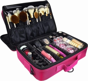 Royal Brands Travel Makeup Case, Hobby Organizer Professional Cosmetic Makeup Bag Organizer Accessories Case Tools (Large (15.5x5x11), Pink)