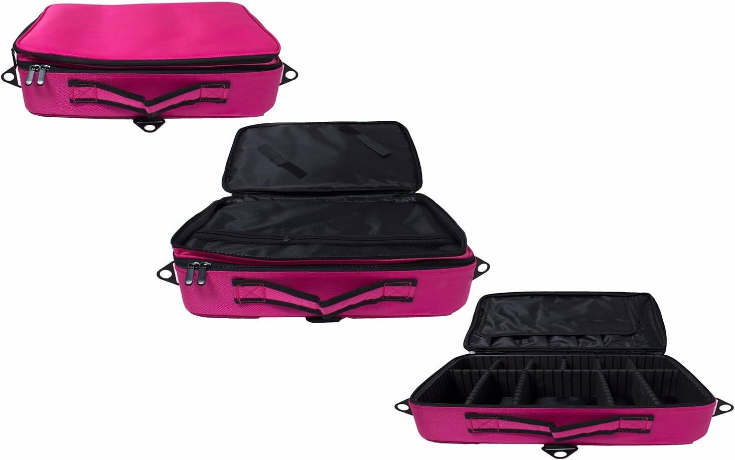 Royal Brands Travel Makeup Case, Hobby Organizer Professional Cosmetic Makeup Bag Organizer Accessories Case Tools (Large (15.5x5x11), Pink)