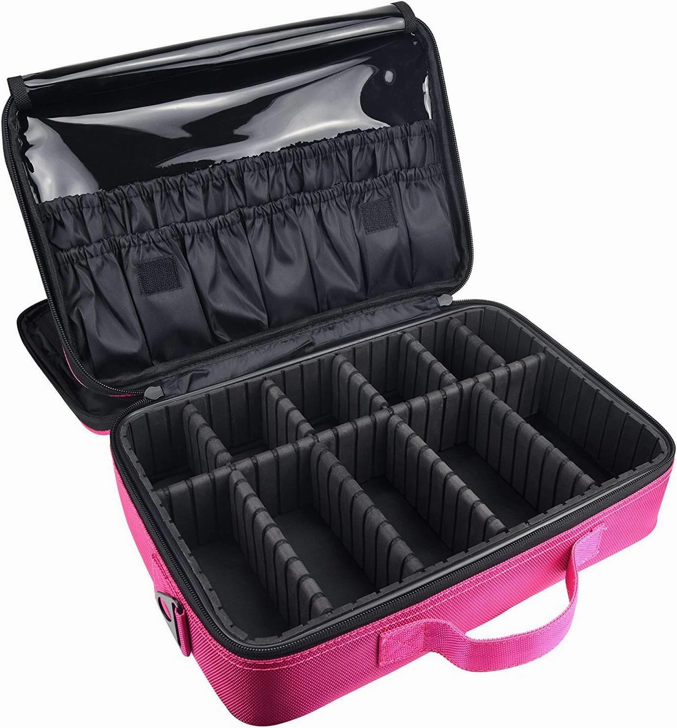 Royal Brands Travel Makeup Case, Hobby Organizer Professional Cosmetic Makeup Bag Organizer Accessories Case Tools (Large (15.5x5x11), Pink)