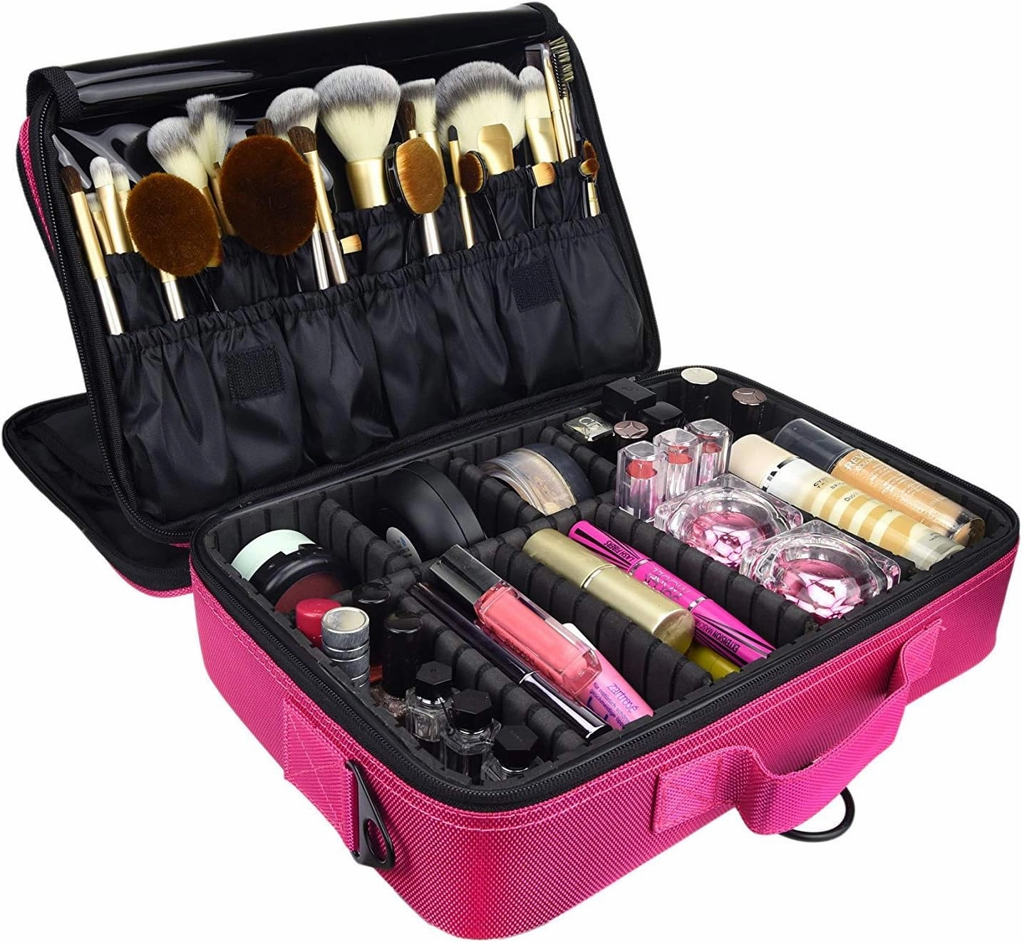 Royal Brands Travel Makeup Case, Hobby Organizer Professional Cosmetic Makeup Bag Organizer Accessories Case Tools (Large (15.5x5x11), Pink)