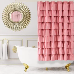 Ruffle Shower Curtain,72-inches Long,Ruffled Bathroom Curtains for The Farm House,Boho Décor Textured,(Blush Pink,72" X 72")