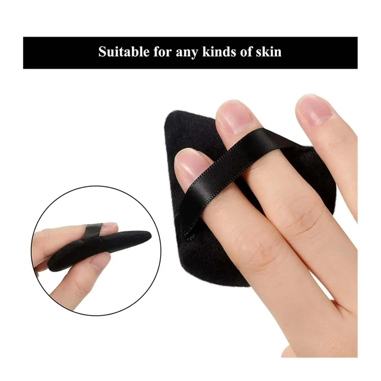 SBTRKT 2/12Pcs Triangle Velvet Powder Puff Make Up Sponges For Face Eyes Contouring Shadow Seal Cosmetic Foundation Makeup Tool (Color : Black-01)