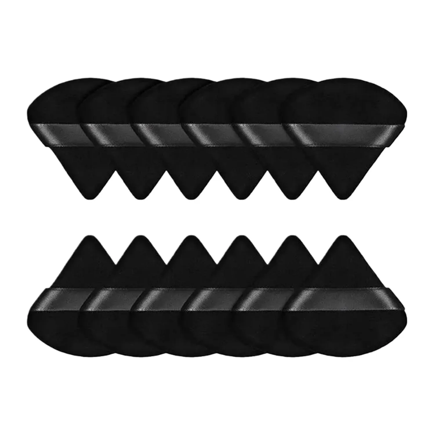 SBTRKT 2/12Pcs Triangle Velvet Powder Puff Make Up Sponges For Face Eyes Contouring Shadow Seal Cosmetic Foundation Makeup Tool (Color : Black-01)