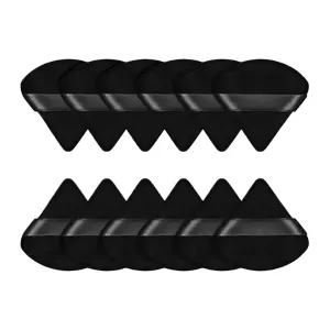 SBTRKT 2/12Pcs Triangle Velvet Powder Puff Make Up Sponges For Face Eyes Contouring Shadow Seal Cosmetic Foundation Makeup Tool (Color : Black-01)