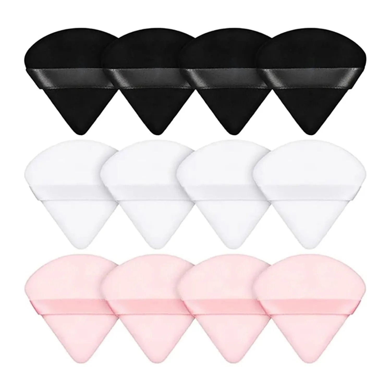 SBTRKT 2/12Pcs Triangle Velvet Powder Puff Make Up Sponges For Face Eyes Contouring Shadow Seal Cosmetic Foundation Makeup Tool (Color : Black-01)