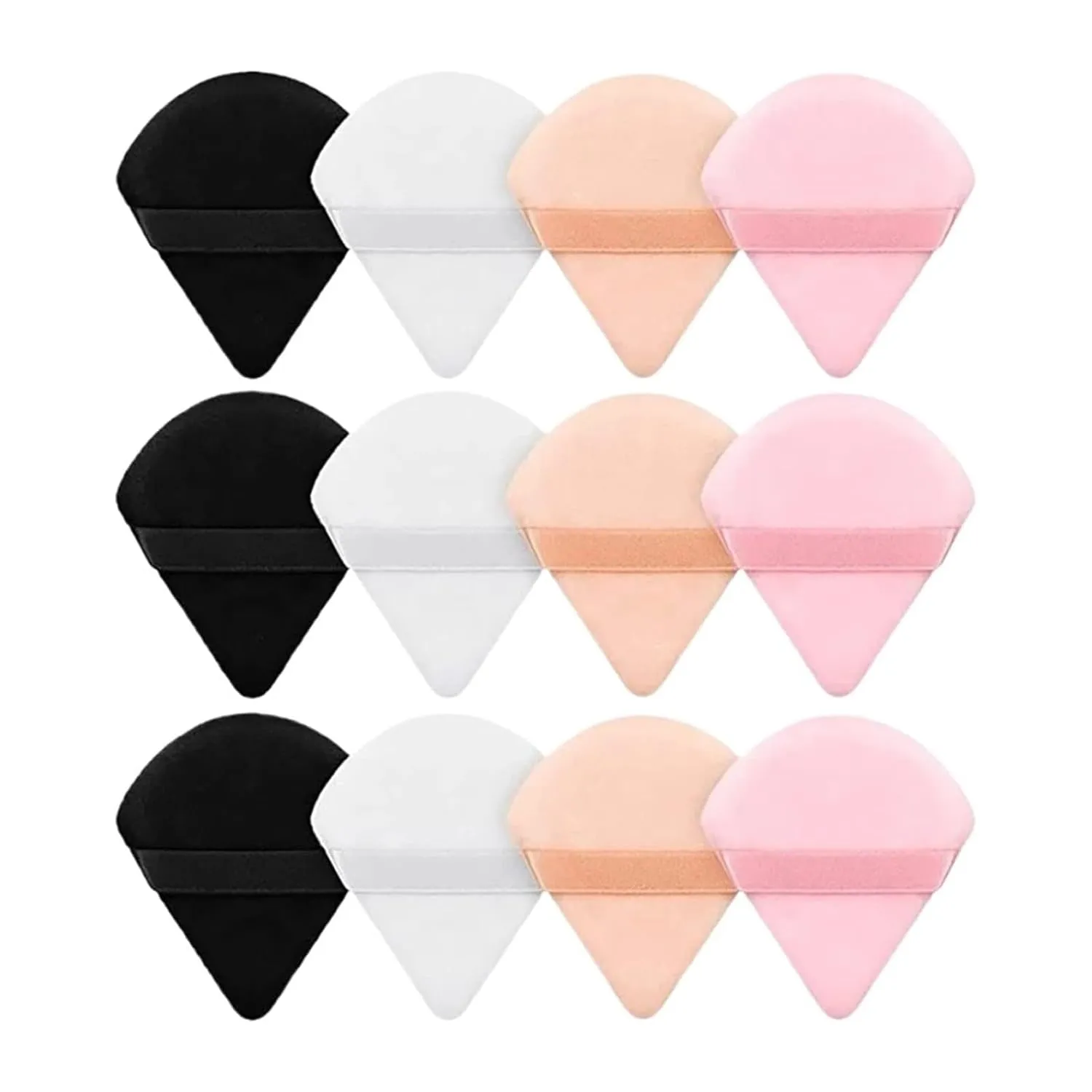 SBTRKT 2/12Pcs Triangle Velvet Powder Puff Make Up Sponges For Face Eyes Contouring Shadow Seal Cosmetic Foundation Makeup Tool (Color : Black-01)