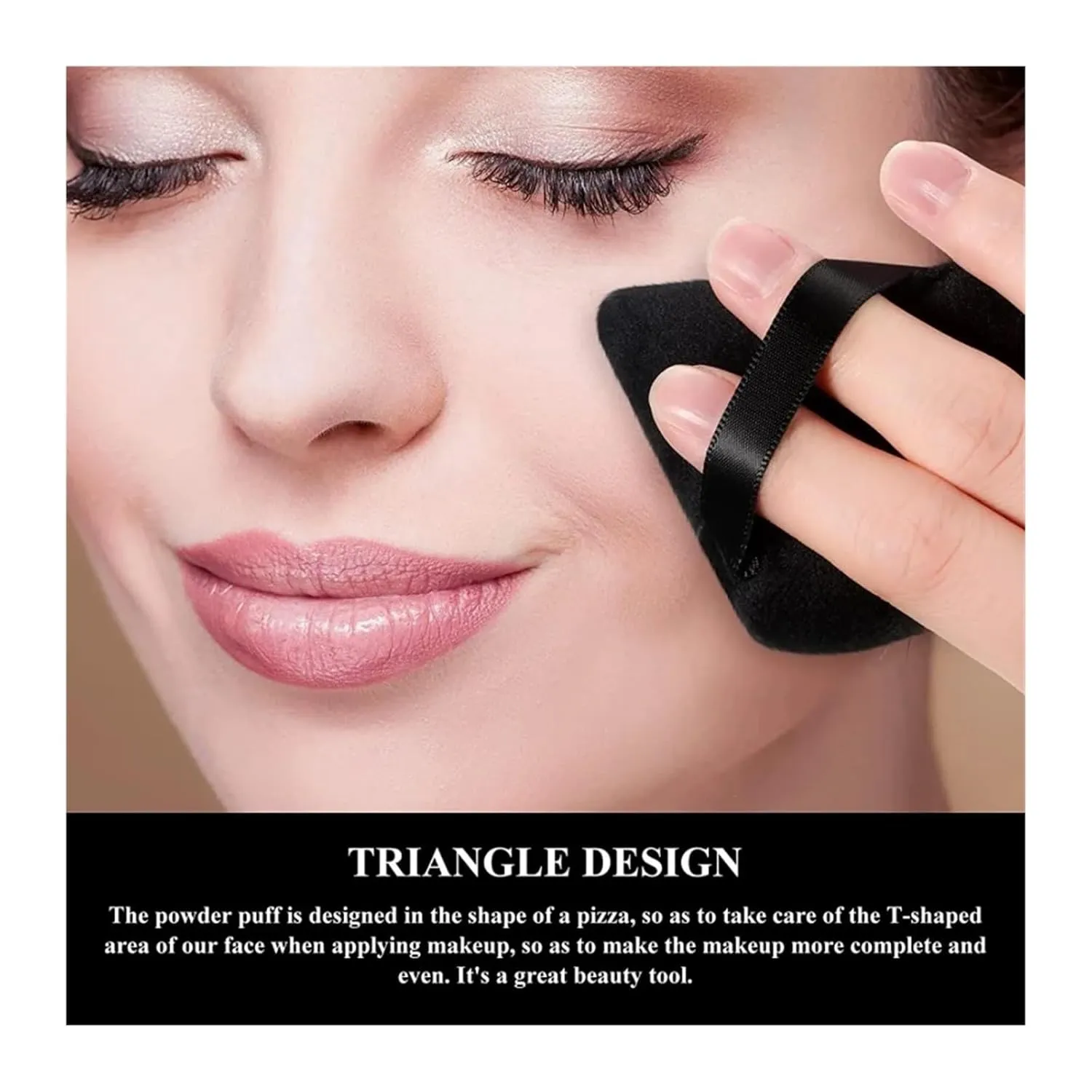 SBTRKT 2/12Pcs Triangle Velvet Powder Puff Make Up Sponges For Face Eyes Contouring Shadow Seal Cosmetic Foundation Makeup Tool (Color : Black-01)