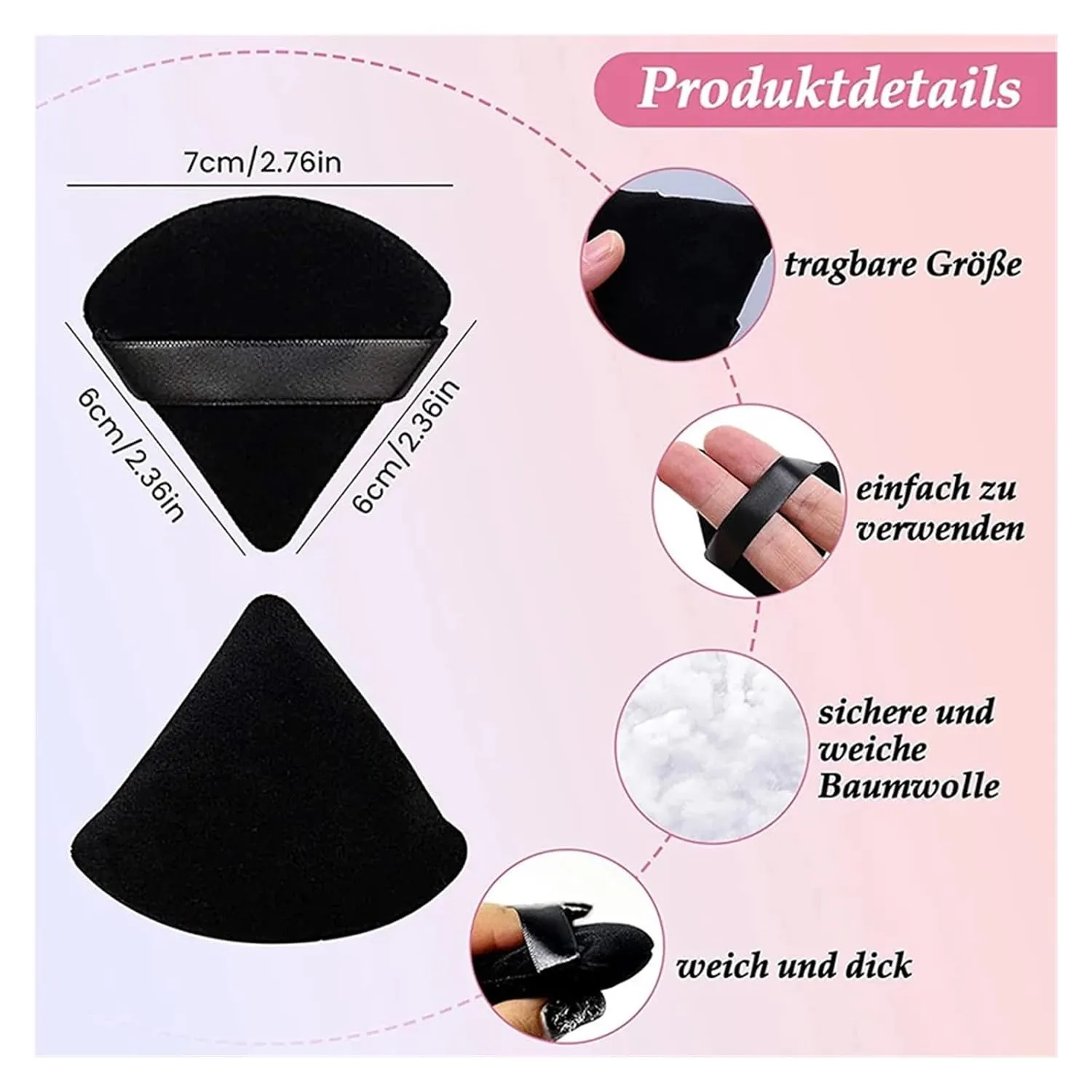 SBTRKT Triangle Velvet Powder Puff Pizza Flours Mini Face Makeup Sponge Cosmetics Washable Lightweight Makeup Tool (Color : Skin color 1pc)