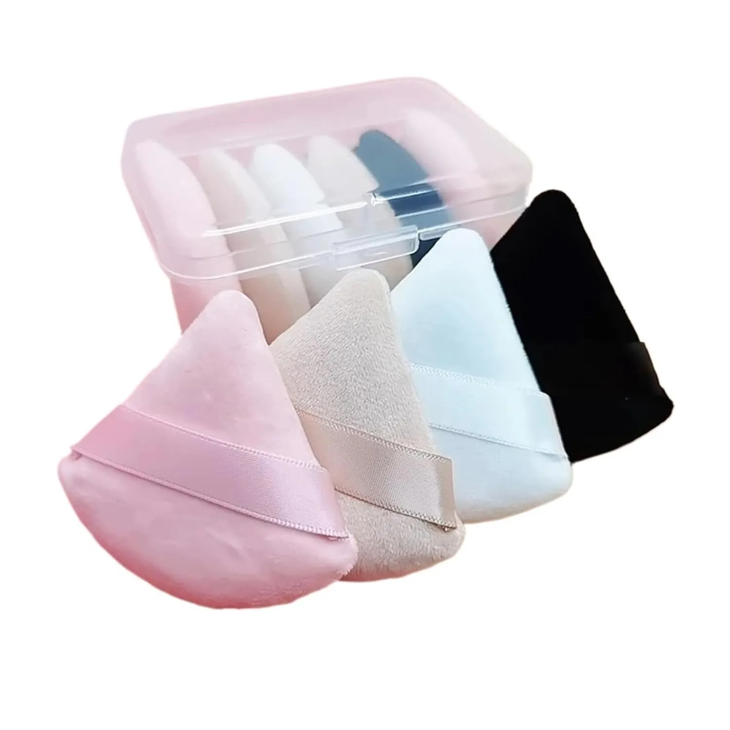 SBTRKT Triangle Velvet Powder Puff Pizza Flours Mini Face Makeup Sponge Cosmetics Washable Lightweight Makeup Tool (Color : Skin color 1pc)