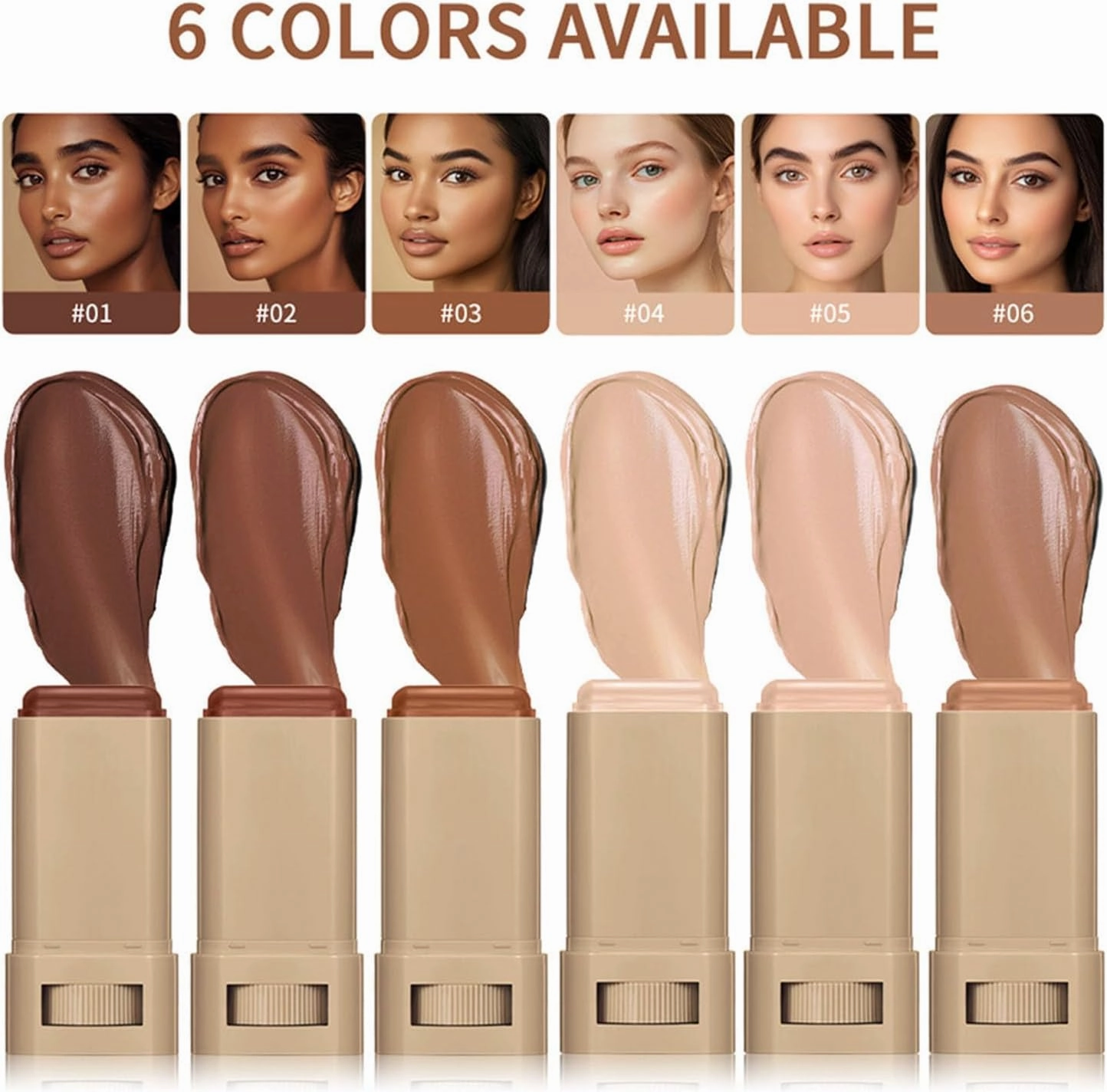 Serum Boosted Skin Tint Beauty Balm, Serum Boosted Foundation Face Stick, Hydrates-#06