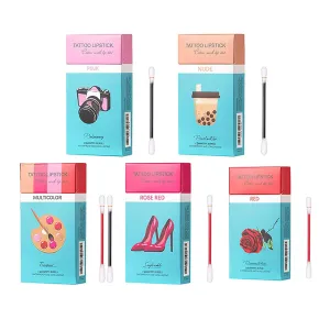 Sinzelimin 20PC/Box Women's Tattoo Lipstick Cotton Swab, Long Lasting Lip Gloss Cotton Swab Matte, Durable Waterproof Liquid Non-Stick Lipstick, Easy To Carry