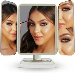 Smart Touch Control Makeup Mirror with 1X/2X/3X Magnification & 270° Rotation - 52 LED Vanity Mirror with 3 Lighting Modes, 95% Daylight Accuracy, USB Charging, Foldable Design for Travel & Home Use