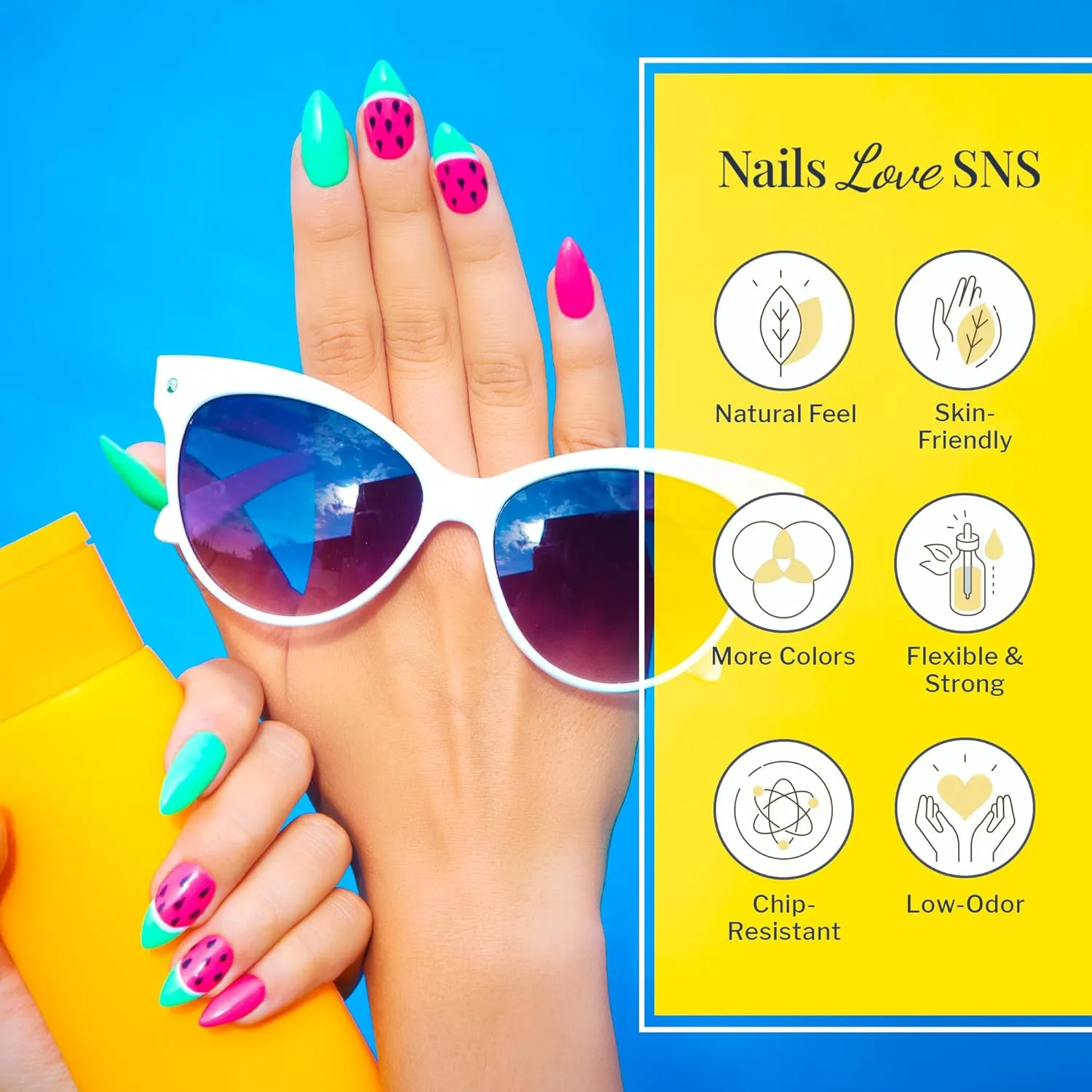 SNS Nail Dip Powder, Gelous Color Dipping Powder - Iguacu Falls (Blue/Cobalt, Cream) - Long-Lasting Dip Nail Color Lasts 14 Days - Low-Odor & No UV Lamp Required - 1 OZ