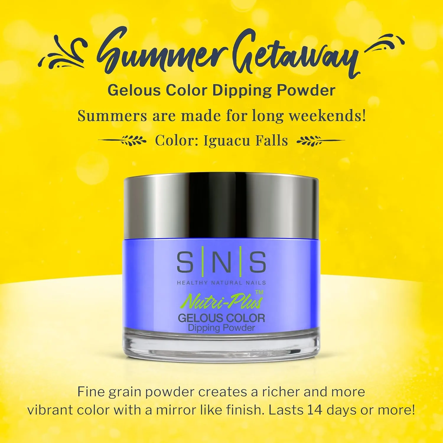 SNS Nail Dip Powder, Gelous Color Dipping Powder - Iguacu Falls (Blue/Cobalt, Cream) - Long-Lasting Dip Nail Color Lasts 14 Days - Low-Odor & No UV Lamp Required - 1 OZ